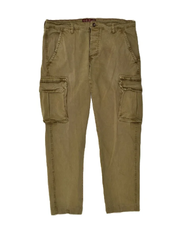 Casual Jackets OVS Mens Slim Cargo Trousers IT 52 XL W36 L28  Khaki Cotton