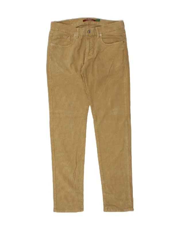 Monochrome Style CARRERA Mens Slim Corduroy Trousers W34 L33 Beige Cotton