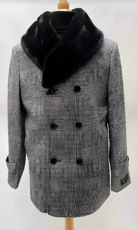 Statement Shirts Mens Plaid Overcoat - Wool Peacoat - Plaid Topcoats