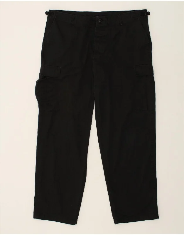 Casual Suits VINTAGE Mens Straight Cargo Trousers 2XL W40 L30  Black Polyester