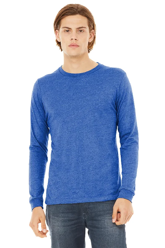 Casual Coats Bella + Canvas Mens Long Sleeve Crewneck T-Shirt - True Royal Blue
