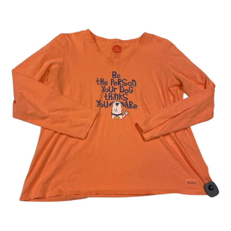 Graphic Sweatshirts Top Long Sleeve Basic By Life Is Good In Orange, Size: Xl