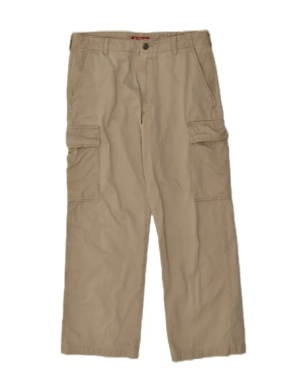 Street Shorts REPLAY Mens Straight Cargo Trousers W33 L27 Beige Cotton