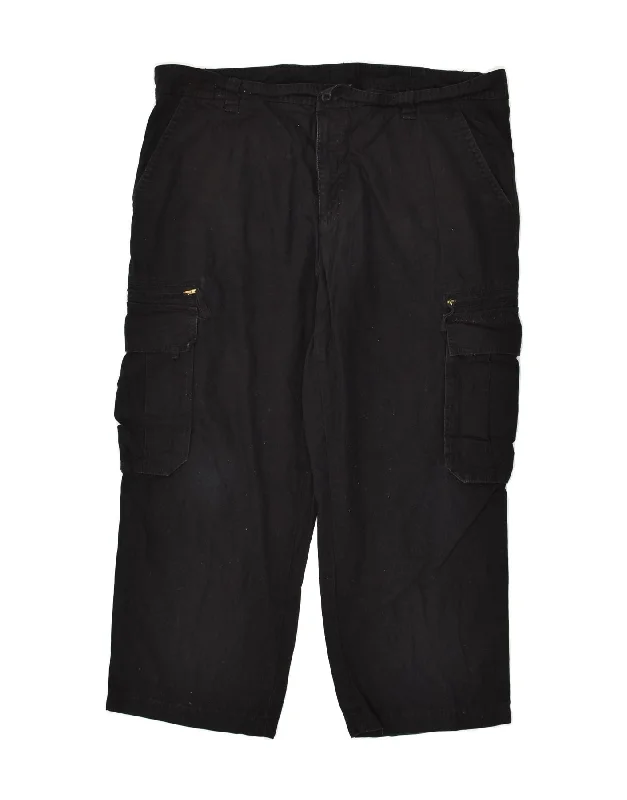 Luxury Suits VINTAGE Mens Straight Cargo Trousers W40 L27 Black Cotton