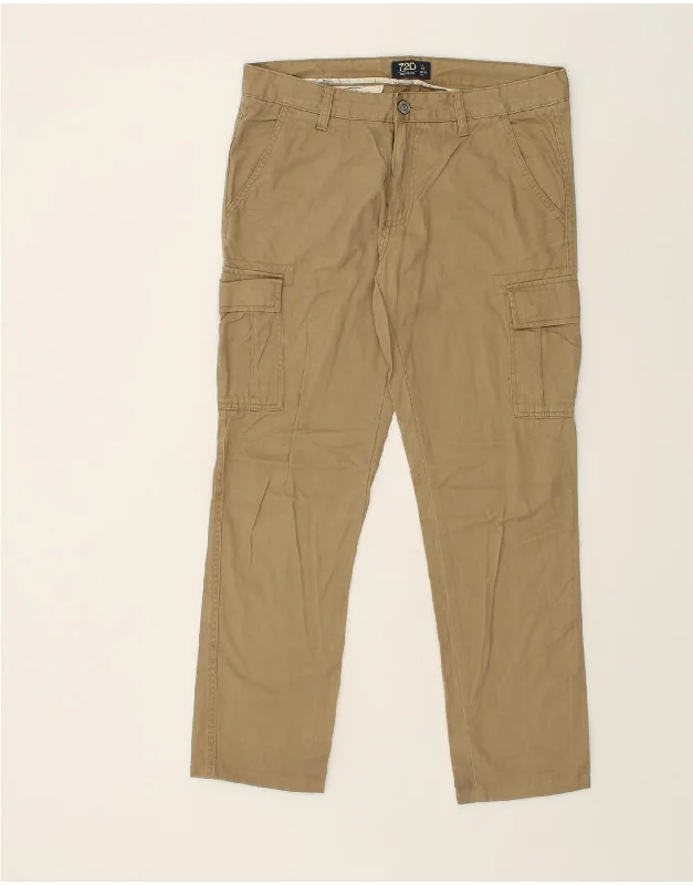 Designer Pants OVS Mens Straight Cargo Trousers W33 L28  Beige Cotton