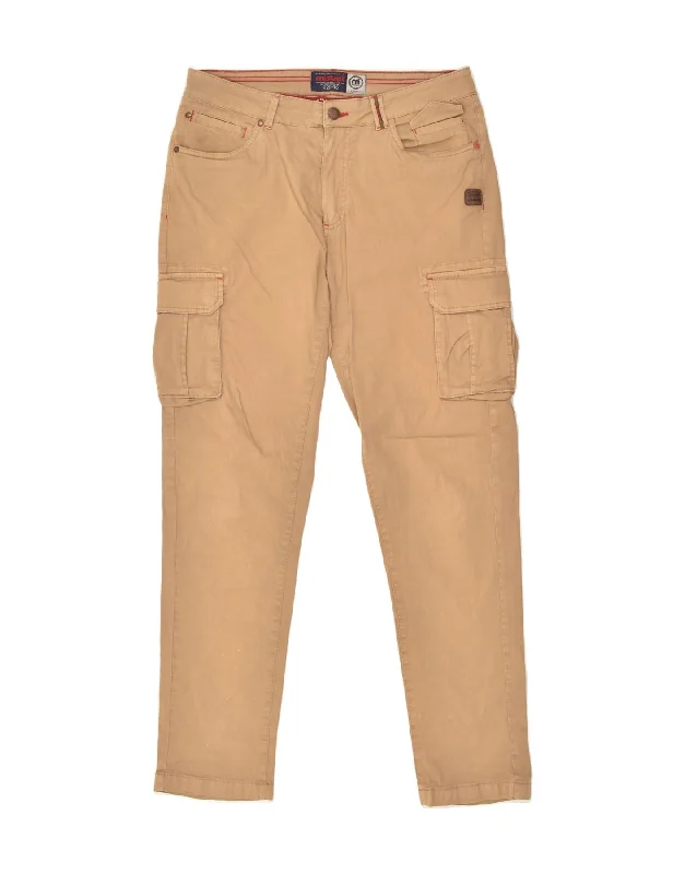 Leather Jackets MISTRAL Mens Slim Cargo Trousers IT 46 Small W32 L32 Brown Cotton