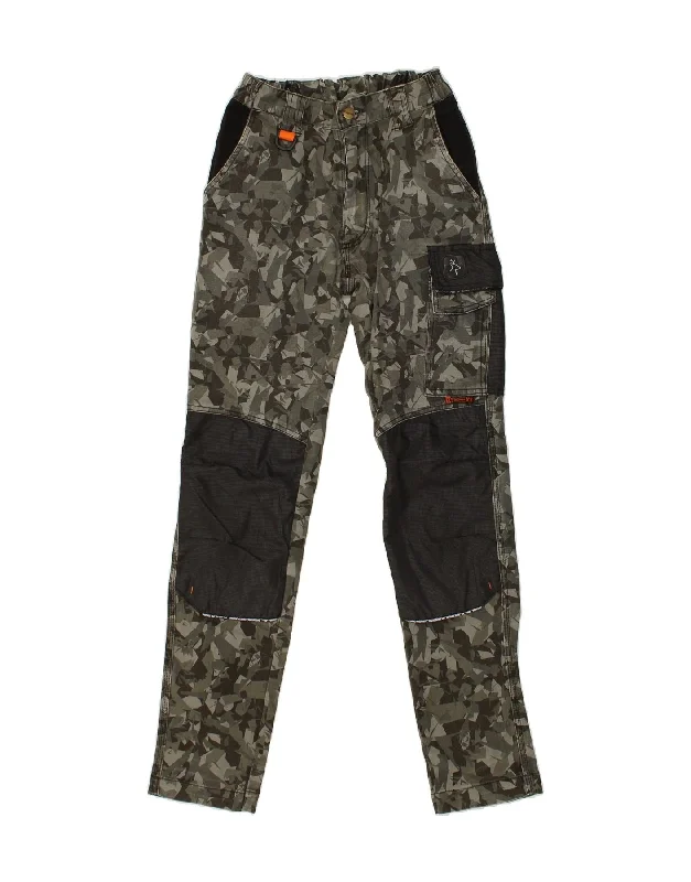 Fashion Accessories KAPRIOL Mens Slim Cargo Trousers Small W28 L31  Grey Camouflage Cotton