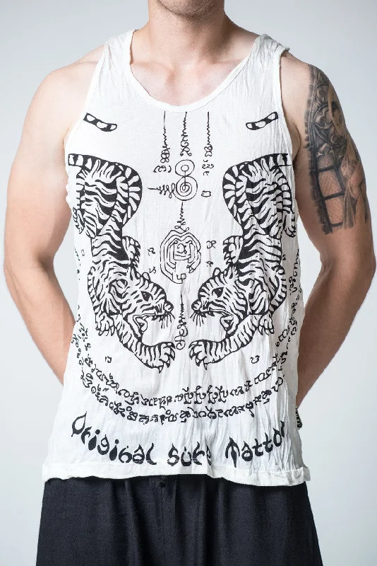 Athletic Shorts Mens Thai Tattoo Tank Top in White