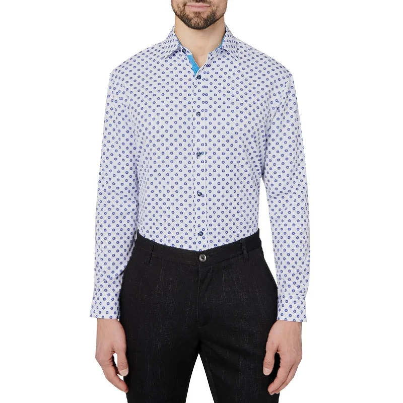 Quilted Jackets Society of Threads Mens Long Sleeve Slim-Fit Button-Down Shirt
