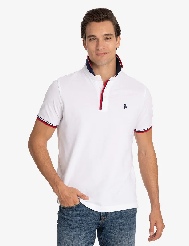 High-neck Sweaters SIGNATURE STRIPE RIB TIPPED TRIM POLO SHIRT