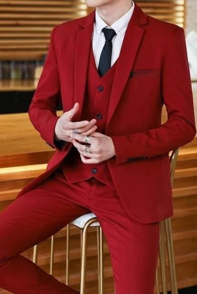 High-neck Sweaters Men Suit, Suits for men, Red Suit, 3 Piece suit, party wear suit, Classic suit for men, men elegant suit , Business suit