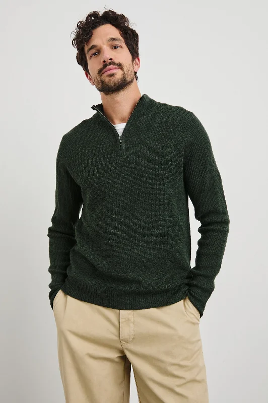 Minimalist Fashion STARK QUARTER ZIP - OLIVE MELANGE