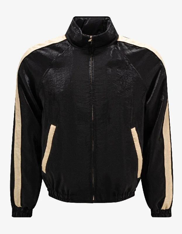 Warm Cardigans Saint Laurent Black Crinkle-Effect Monogram Teddy Jacket