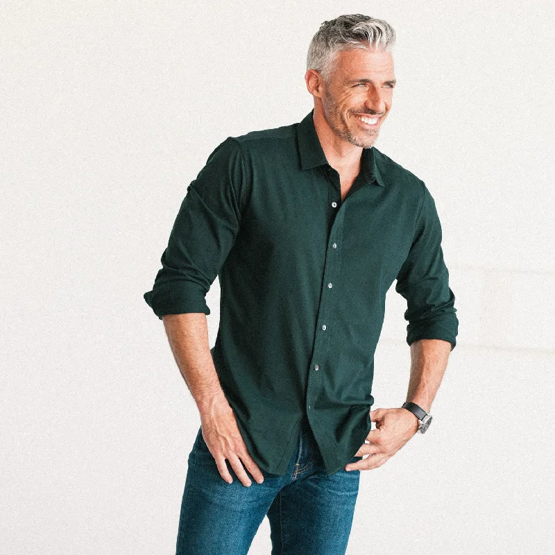 Modern Menswear T-Shirt Shirt - Dark Forest Green Cotton Jersey