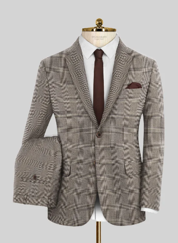 Knit Sweaters Hardy Minnis Beige Prince of Wales Wool Suit