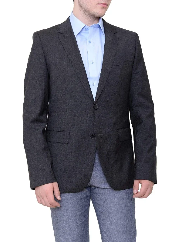 Hugo Boss Aerins Slim Fit Charcoal Gray Heather Two Button Wool Blazer Sportcoat