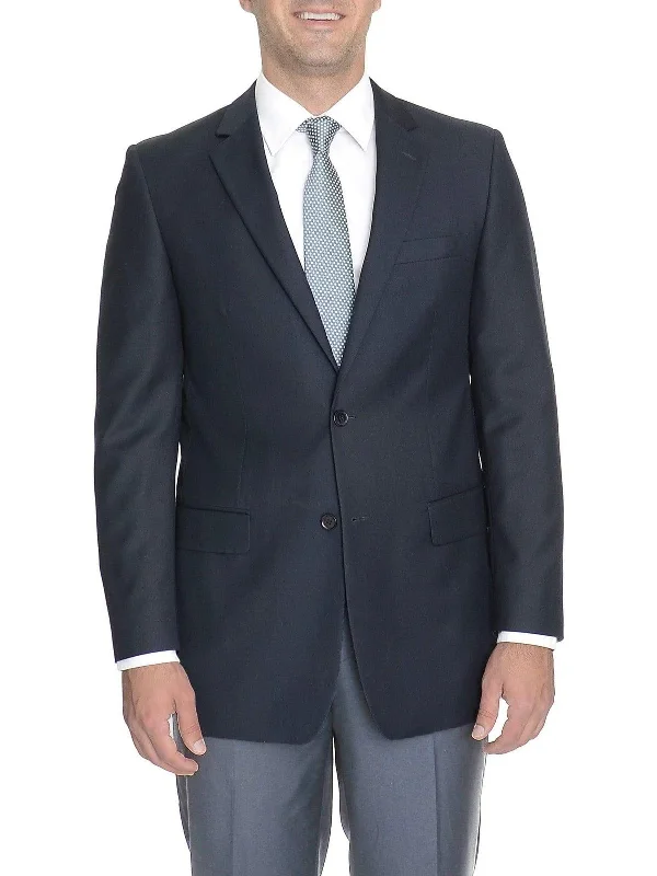 Mens Classic Fit Solid Navy Two Button Suit Jacket Blazer