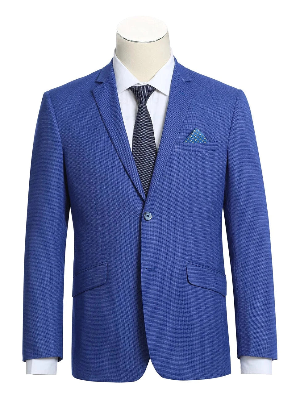 Raphael Men's Blue Textured Slim Fit Blazer Sportcoat