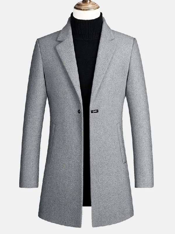 Single Breasted Notch Lapel Woolen Overcoat