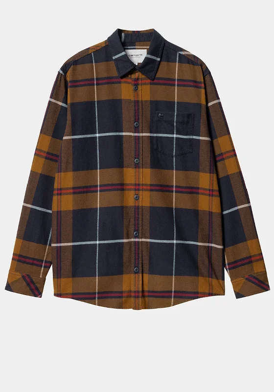 Carhartt WIP Garnett Shirt, Brown & Navy