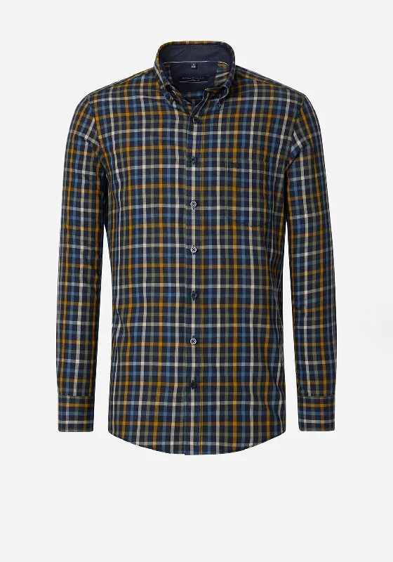 Casa Moda Gingham Long Sleeve Shirt, Blue