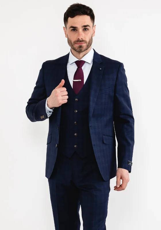 Douglas Romelo Check Blazer, Navy