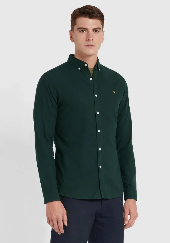 Farah Steen Brushed Cotton Shirt, Pine Green