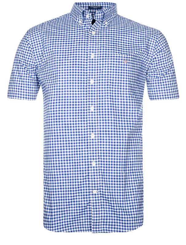 Regular Broadcloth Gingham SS Bd College Blue