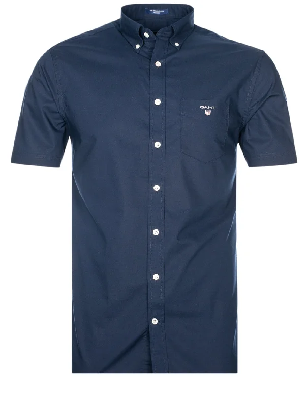 Regular Fit Short Sleeve Broadcloth Shirt Marine