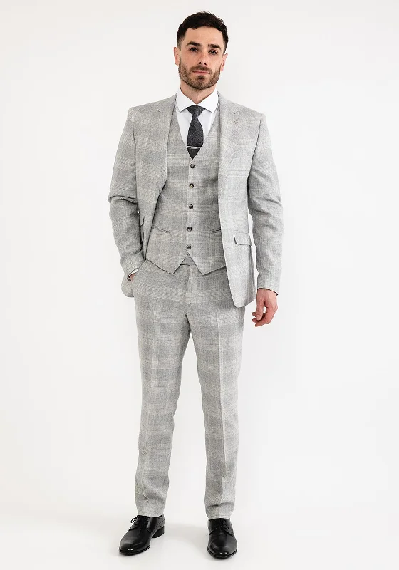 Herbie Frogg Check Three Piece Suit, Stone