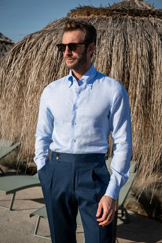 Light blue linen button down shirt - Made In Italy