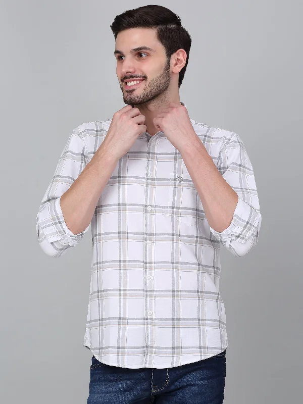 Men's White Checkered Full Sleeve Casual Shirt