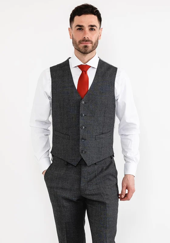 Remus Uomo Pablo Birdseye Waistcoat, Charcoal