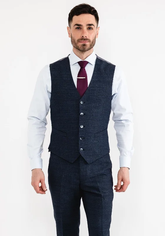 Remus Uomo Pablo Birdseye Waistcoat, Navy