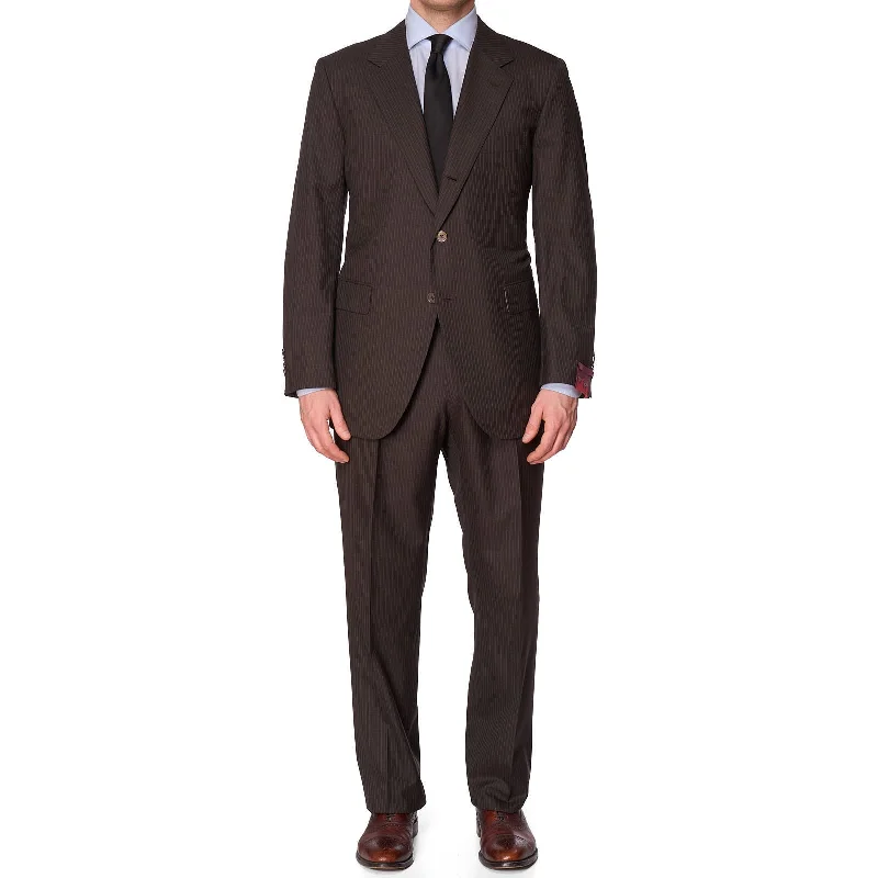 SARTORIA PARTENOPEA for VANNUCCI Brown Super 130's Handmade Suit EU 56 US 44