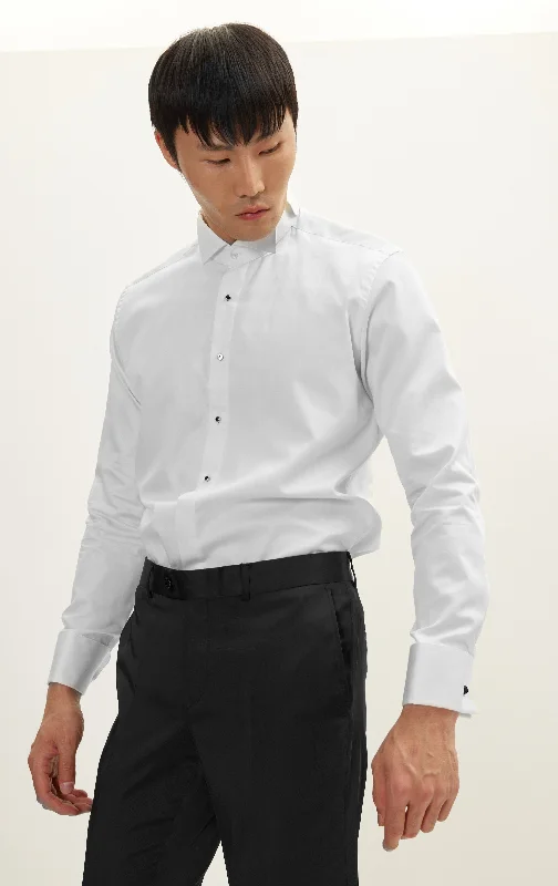 Wing Classical Top Front Stud Tuxedo Shirt - White