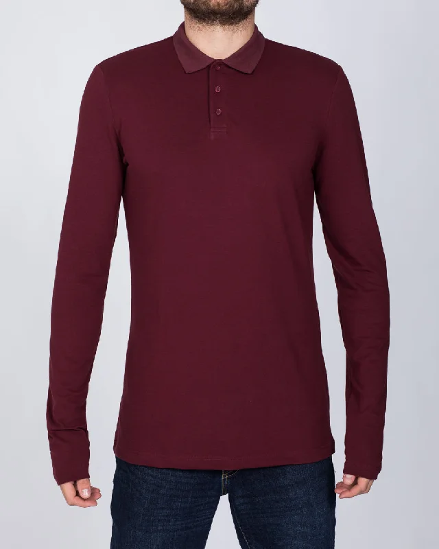 2t Slim Fit Long Sleeve Polo Shirt (burgundy)