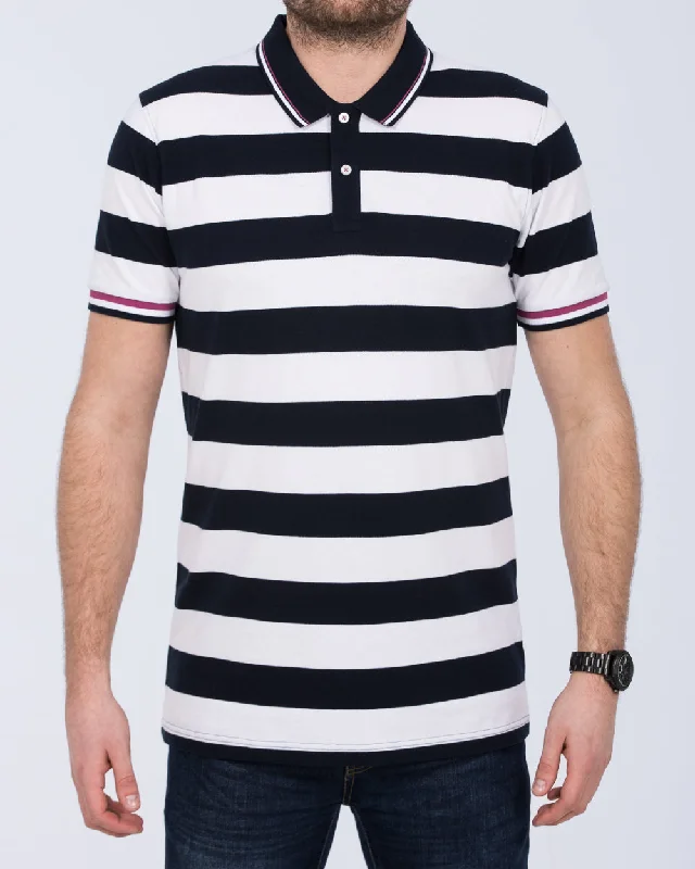 2t Slim Fit Tall Striped Polo Shirt (navy/white)