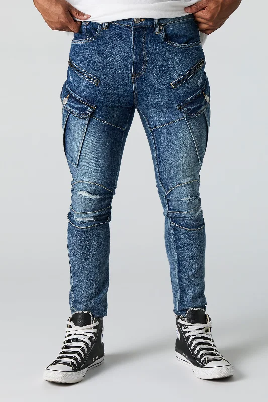 Distressed Cargo Skinny Jean