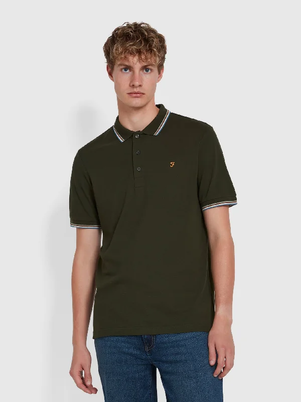 Alvin Tipped Collar Polo Shirt In Evergreen