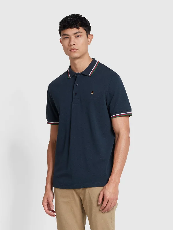 Alvin Tipped Collar Polo Shirt In True Navy