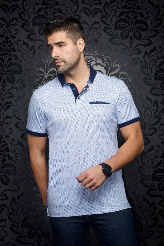 Au Noir Stretch Short-Sleeve Polos | Carter White Light Blue