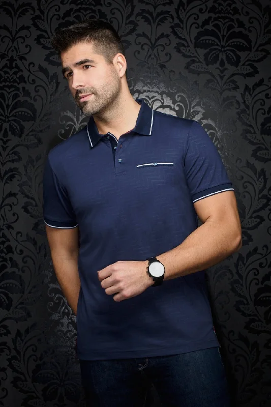 Au Noir Stretch Short-Sleeve Polos | Fioravante Navy