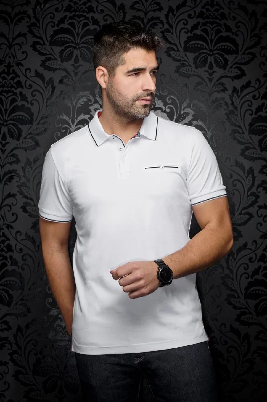 Au Noir Stretch Short-Sleeve Polos | Fioravante White