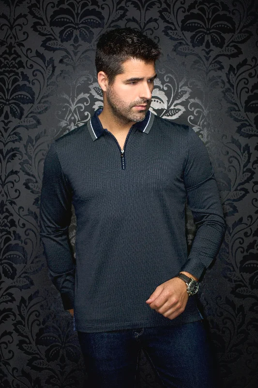 Au Noir Stretch Long-Sleeve Polos | Federico Olive