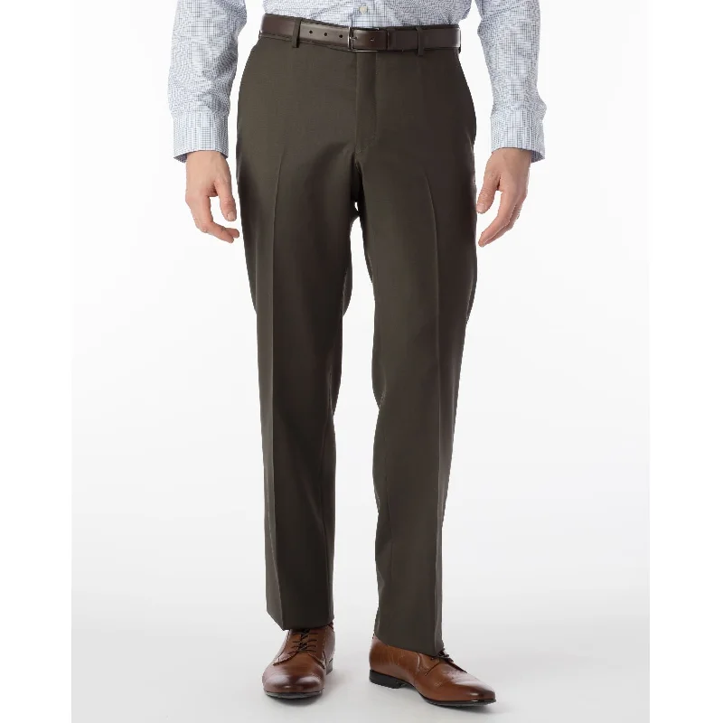 BIG FIT Super 120s Wool Gabardine Comfort-EZE Trouser in Loden (Plain Front Model) by Ballin