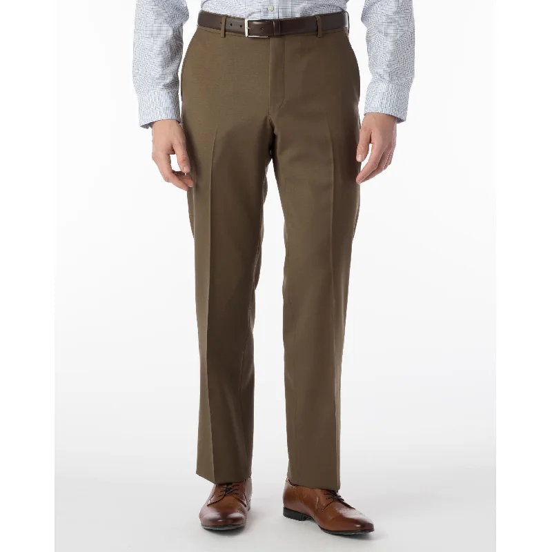 BIG FIT Super 120s Wool Gabardine Comfort-EZE Trouser in Saddle (Plain Front Model) by Ballin