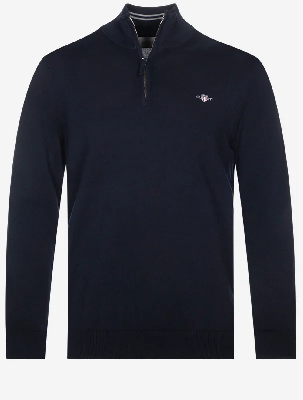 Classic Cotton Half Zip Evening Blue