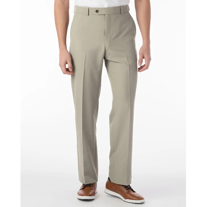 Comfort-EZE Commuter Bi-Stretch Gabardine Trouser in Stone, Size 38 (Dunhill Traditional Fit) by Ballin