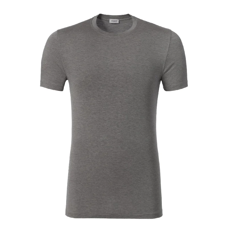 Crew-Neck T-Shirt in Grey Melange